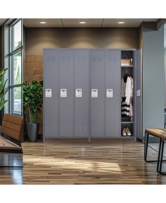 3 Door 72"H Metal Lockers With Lock for Employees, Storage Locker Cabinet for Home Gym Office School Garage, Gray