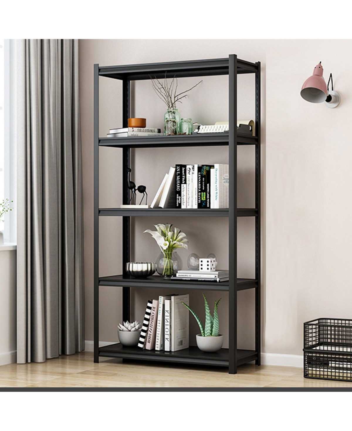 Boyel Living 63"H 5 Tier Metal Shelves for Storage Garage Shelving 2000LBS Heavy Duty Storage Shelves Adjustable Garage Shelf