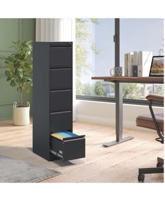 5 Drawer Metal Vertical File Cabinet with Lock Office Home Steel Vertical File Cabinet for A4 Legal