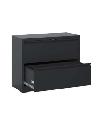 Lateral File Cabinet 2 Drawer, Black Filing Cabinet with Lock, Lockable File Cabinet for Home Office