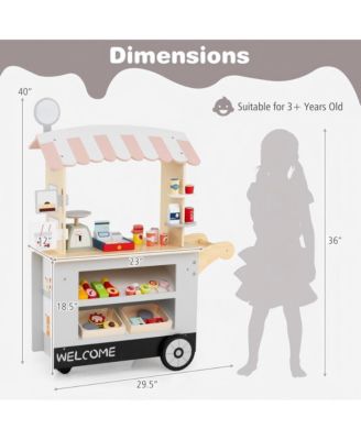Kids Pretend Food Cart with Accessories and Storage