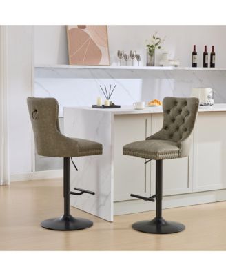 Set of 2 PU Swivel Bar Stools Adjustable Seat Height for Dining Pub