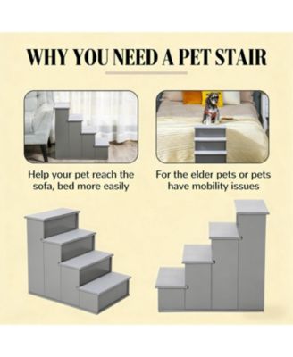 Small Dog Steps Pet Stairs for Bed and Sofa in Grey