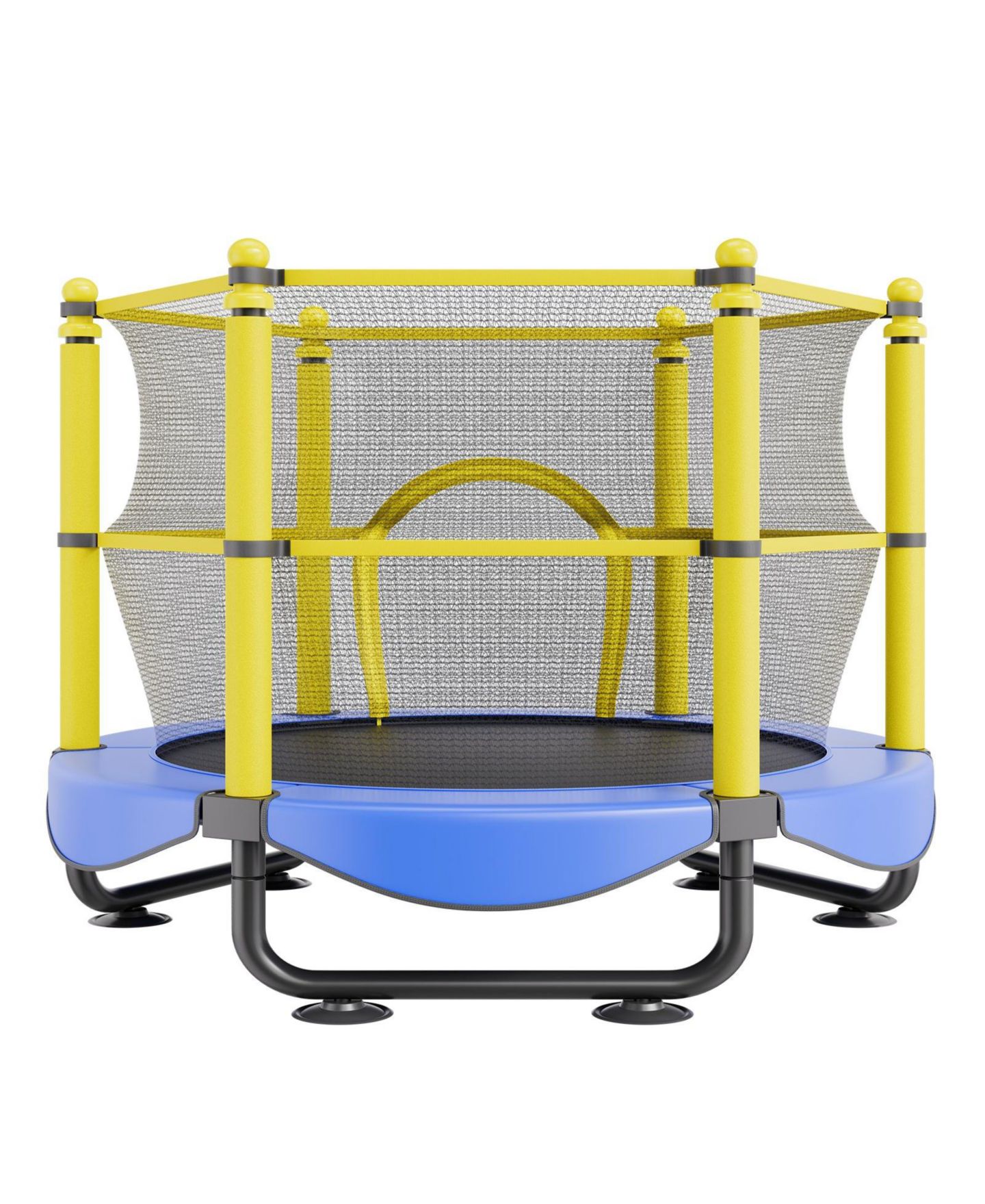 Детская игрушка Mecale Kids' Trampoline, 5 ft, Indoor/Outdoor with Enclosure Net & Basketball Hoop, Ages 3+, цвет: Синий — фото 3