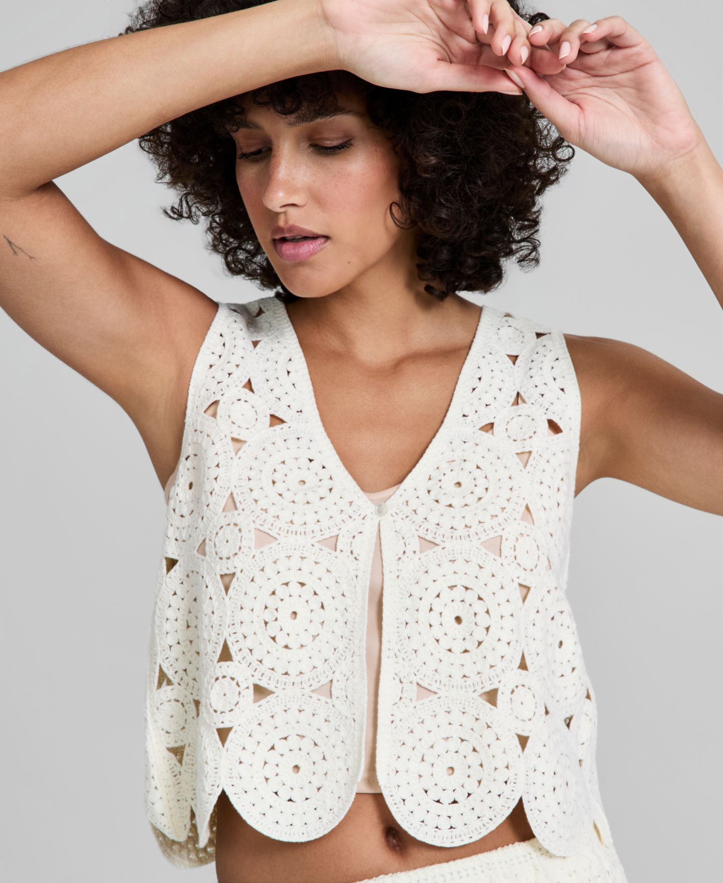 Женский жилет And Now This V-Neck Single-Button, цвет: Фарфоровый — фото 3