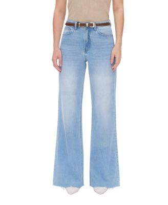 Women's Bella High Rise Wide Leg Raw-Hem Jeans