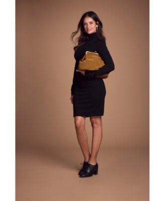 Suede Vivienne Frame Kisslock Crossbody Bag