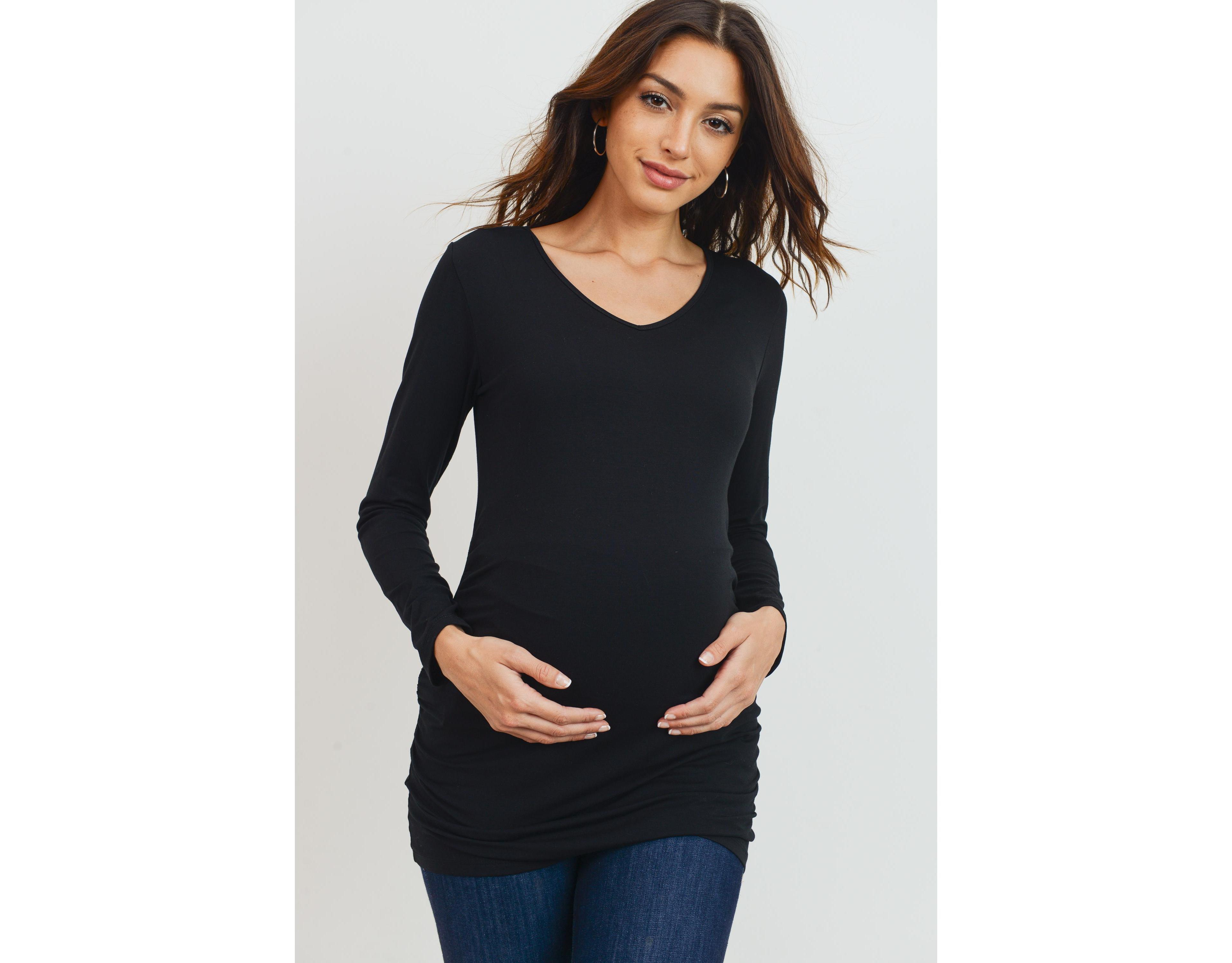Hello Miz Maternity Casual Side Ruched Long Sleeve Top