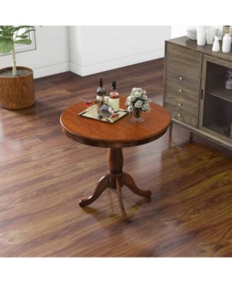32" Wooden Round Pub Pedestal Side Table