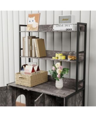 Cat Litter Box Enclosure with Scratch Pad,2 Doors