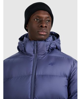 Men's down jacket with natural filling - navy blue