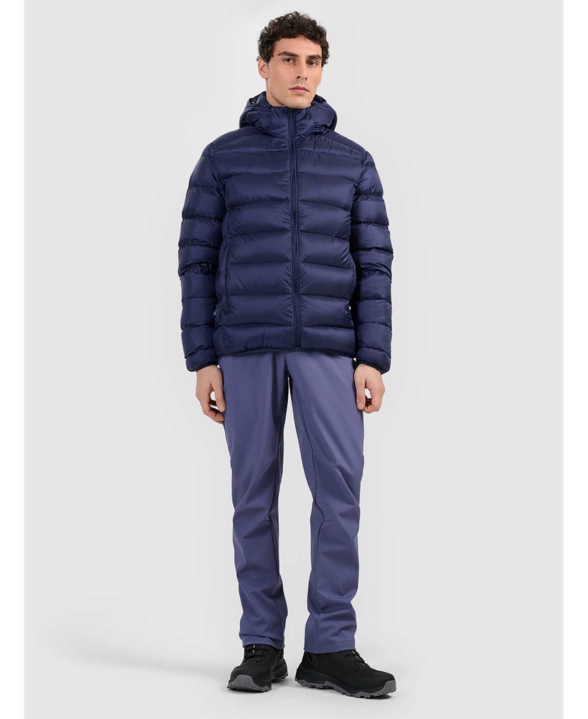 4F Men's trekking down jacket with natural filling -navy