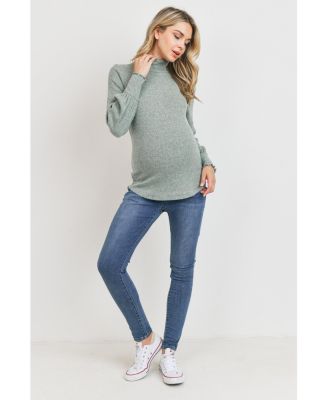 Maternity Turtleneck Ribbed Knit Long Sleeve Sweater