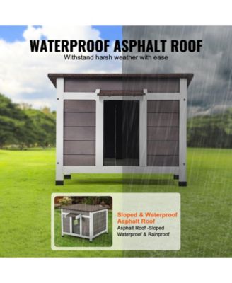 Weatherproof Wooden Outdoor Cat Shelter with Door Flaps, 24