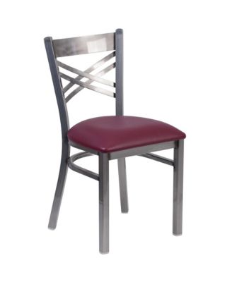 Clear Coated "X" Back Metal Restaurant Dining Chair