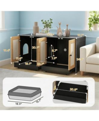 Cat Litter Box Enclosure for 2 Cats or Kittens in Black