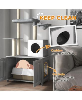 Cat Tree with Litter Box Enclosure