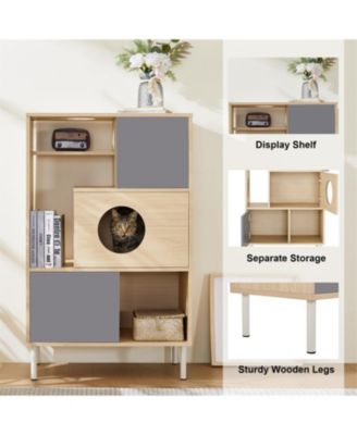 Cat House with Storage, Cat Litter Box Enclosure, Hidden Storage in Natural