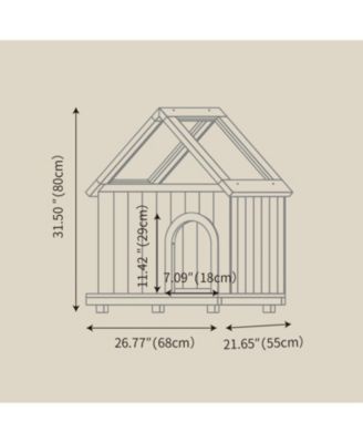 Cat House with Floral Carving for Cats & Small Dogs in Natural