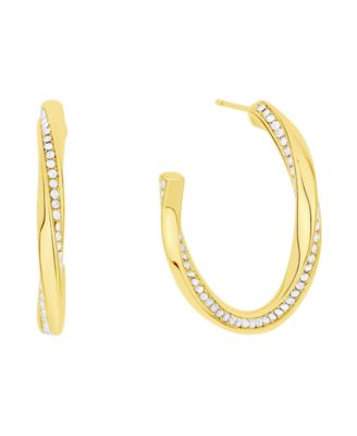 Crystal Post Tiwsted C Hoop Earrings