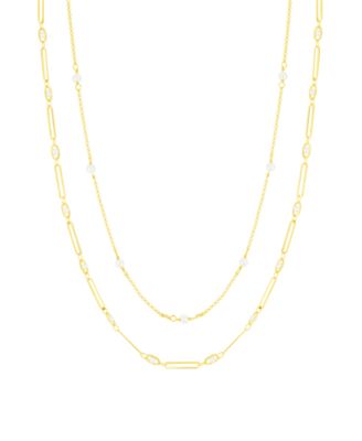 Simulated Cultivated Pearl Double Strand Necklace