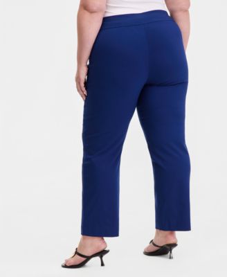Plus Size Mid-Rise Pull-On Straight-Leg Pants