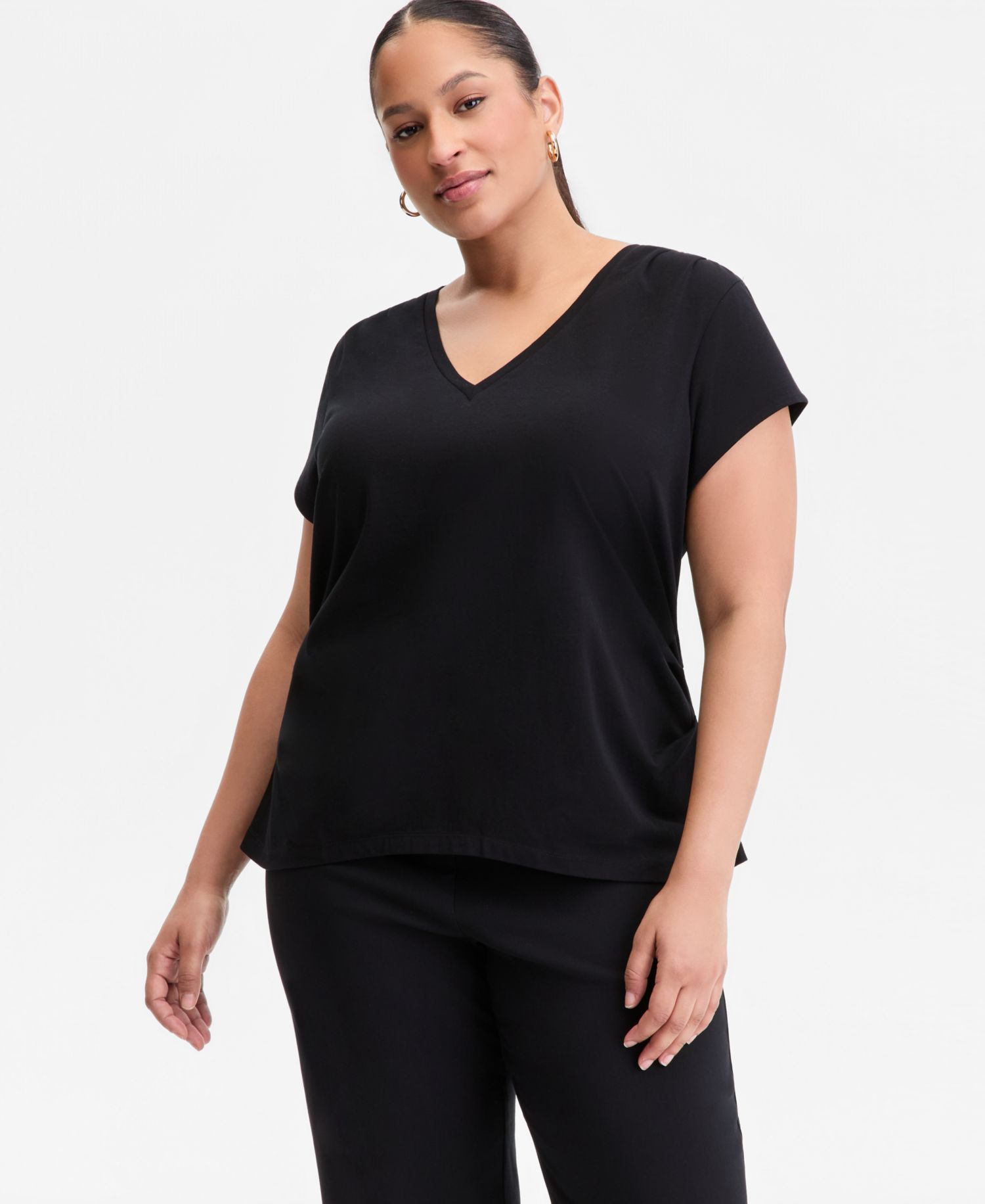 Plus Size Cap-Sleeve V-Neck T-Shirt