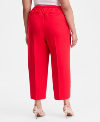 Plus Size High Rise Pull-On Cropped Pants