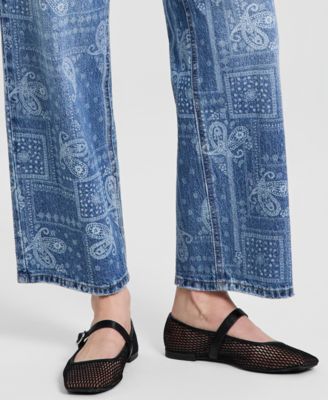 Women's High-Rise Bandana-Print Jeans