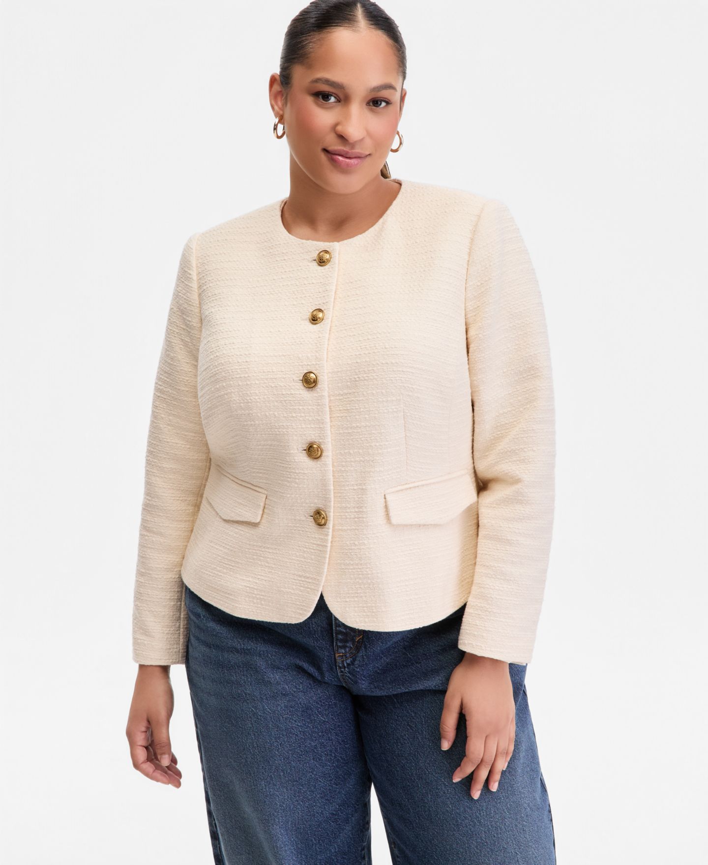 Женская куртка I.N.C. International Concepts Plus Size Parisian Ottoman, цвет: Винтажный кремовый — фото 1