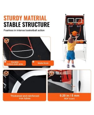 Indoor Basketball Arcade Game with Dual Hoops Electronic Scoring Foldable Steel Frame for Family Competition