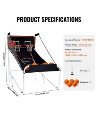 Indoor Basketball Arcade Game Seven Foot Dual Hoop Electronic Scoring Foldable Competition Set