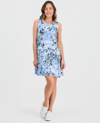 Petite Floral-Print Sleeveless Flip Flop Dress