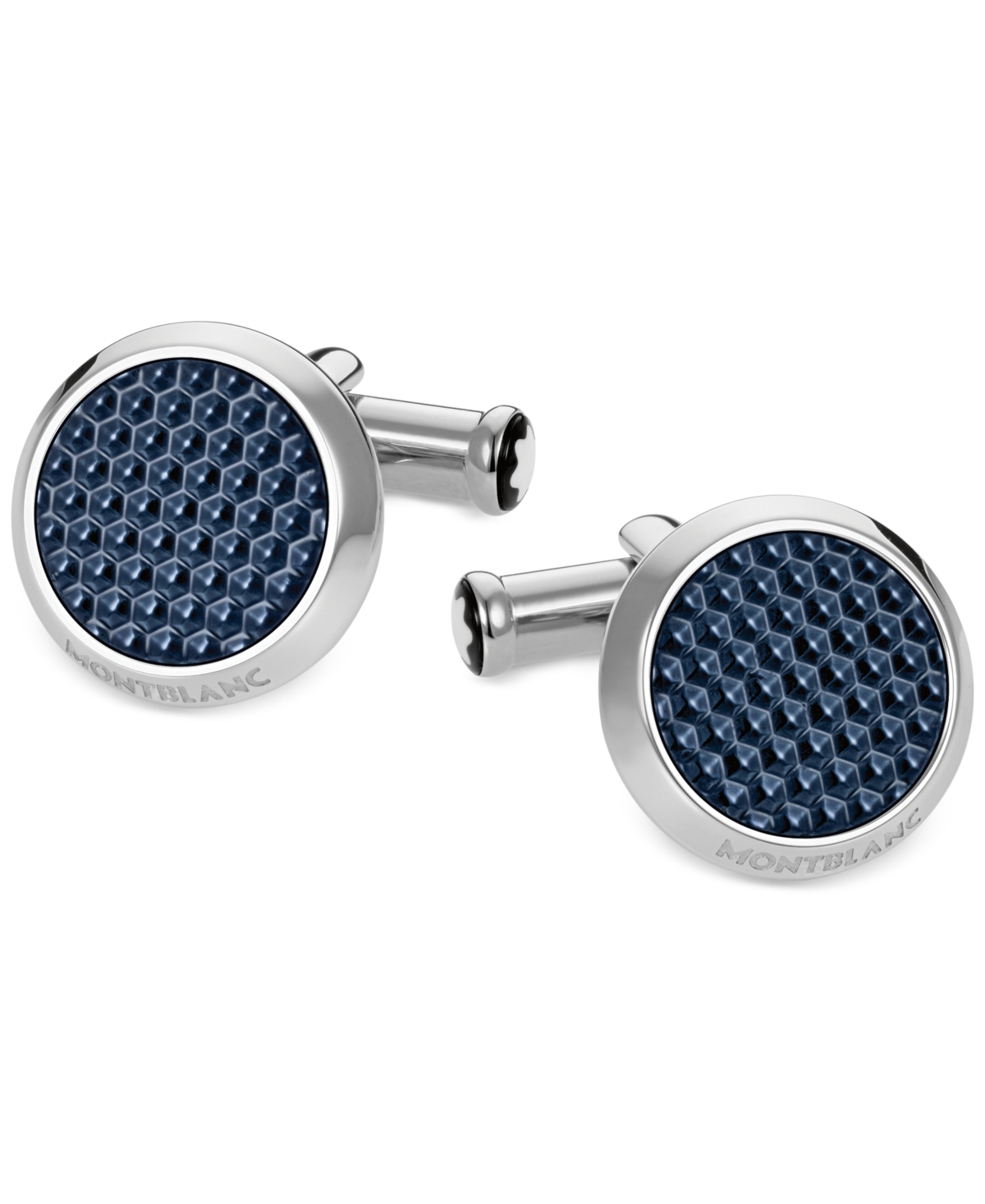 Unisex Meisterstuck Classic Stainless Steel with Blue Lacquer Inlay Cuff Links 112904
