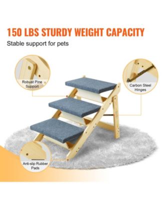 COZITO Convertible 3-Step Wooden Pet Stairs & Ramp
