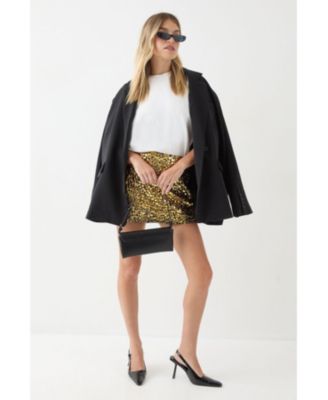 Women's Studded Sequin Embellished Mini Skirt