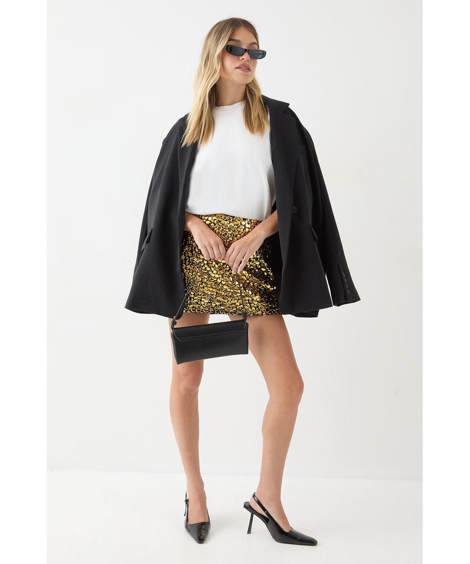 Women's Studded Sequin Embellished Mini Skirt