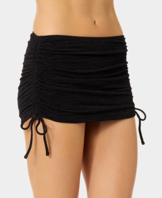 Women's Solid Popcorn Scrunch Side-Tie Swim Skirt