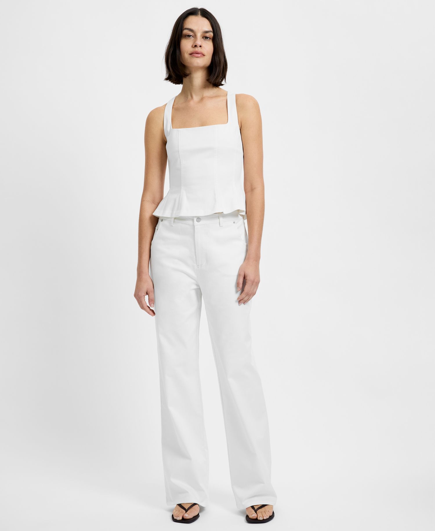 Women's Inez Twill Square Neck Peplum Top