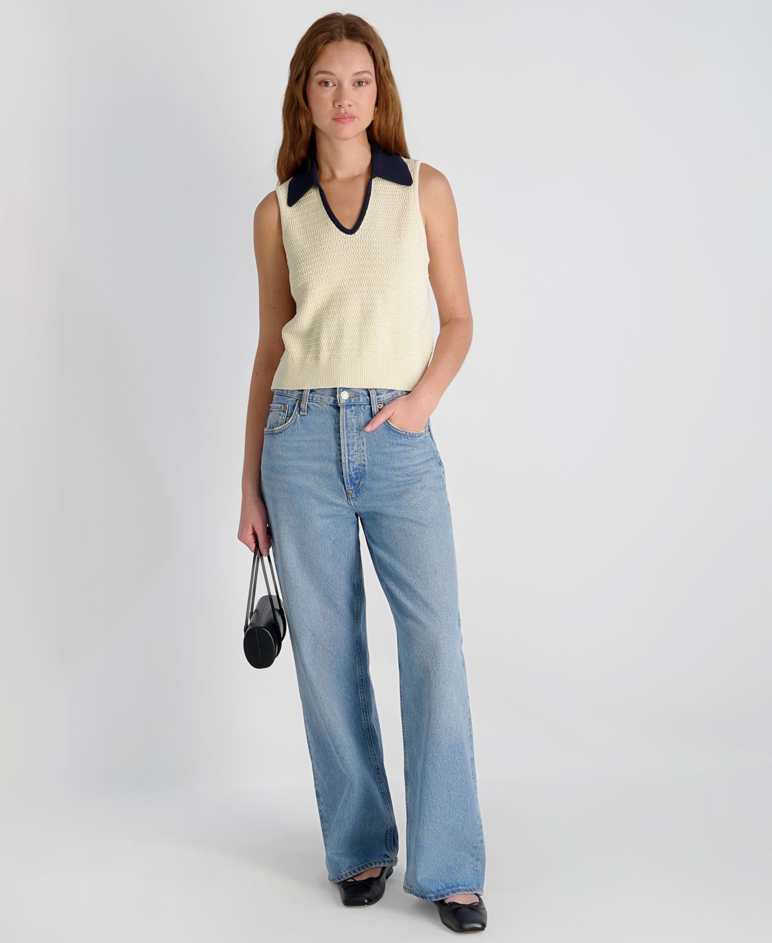 Women's Mozart Contrast Texture Knit Pull-On Top
