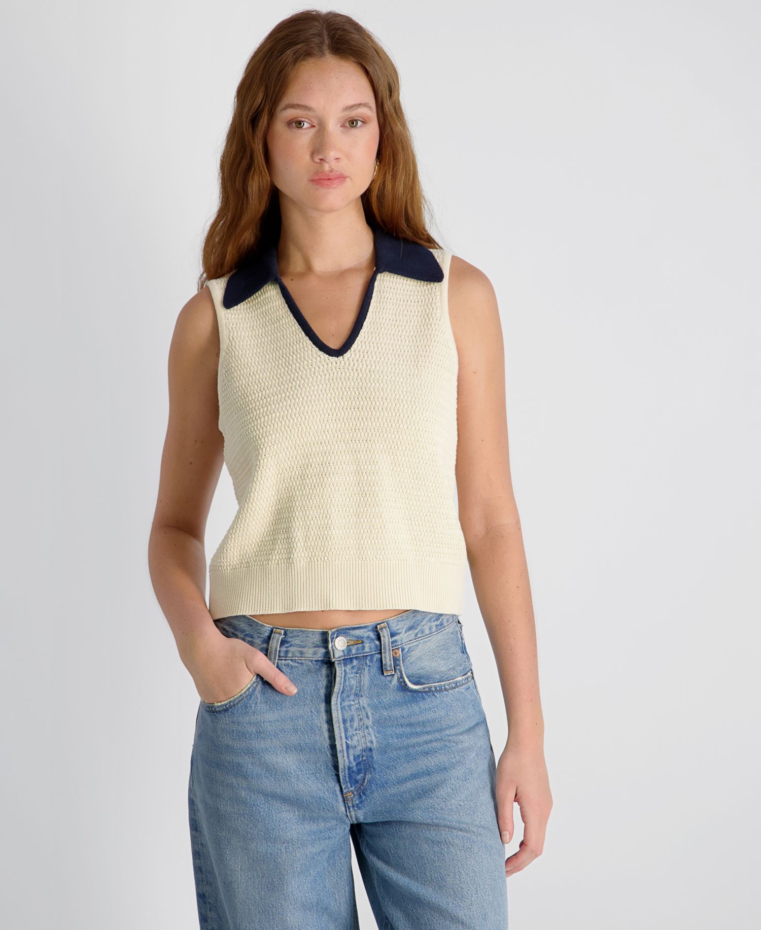 Women's Mozart Contrast Texture Knit Pull-On Top