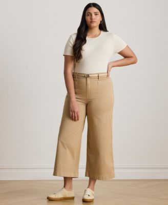 Plus Size Stretch Chino Wide-Leg Cropped Pants