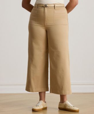 Plus Size Stretch Chino Wide-Leg Cropped Pants