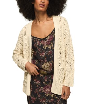 Women's Mixed Stitch Open Front Cardigan Sweater