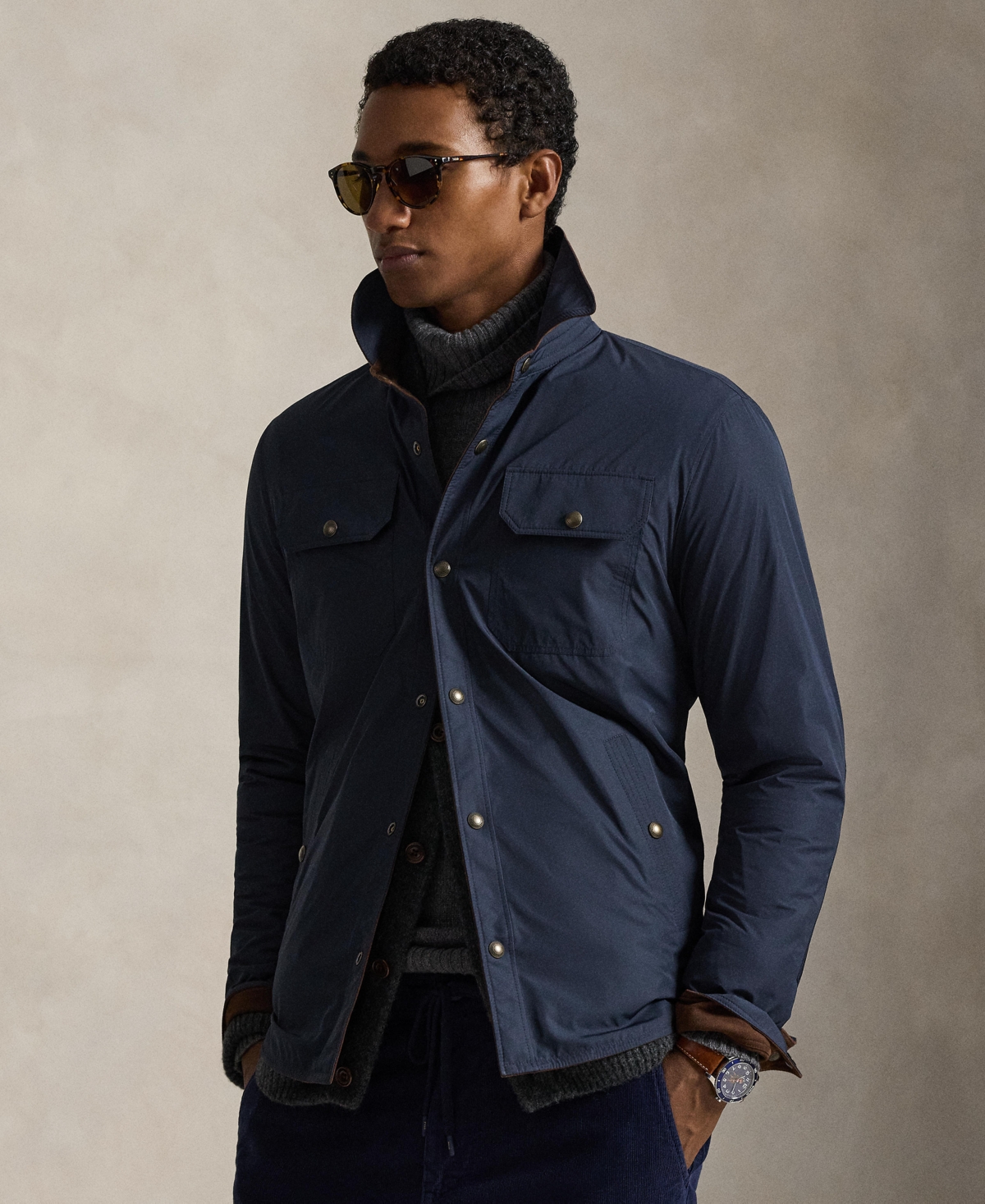 Polo Ralph Lauren Men's Reversible Suede-Taffeta Shirt Jacket