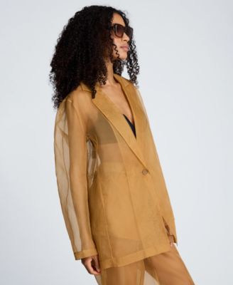 Women's Organza One-Button Notch Collar Jacket