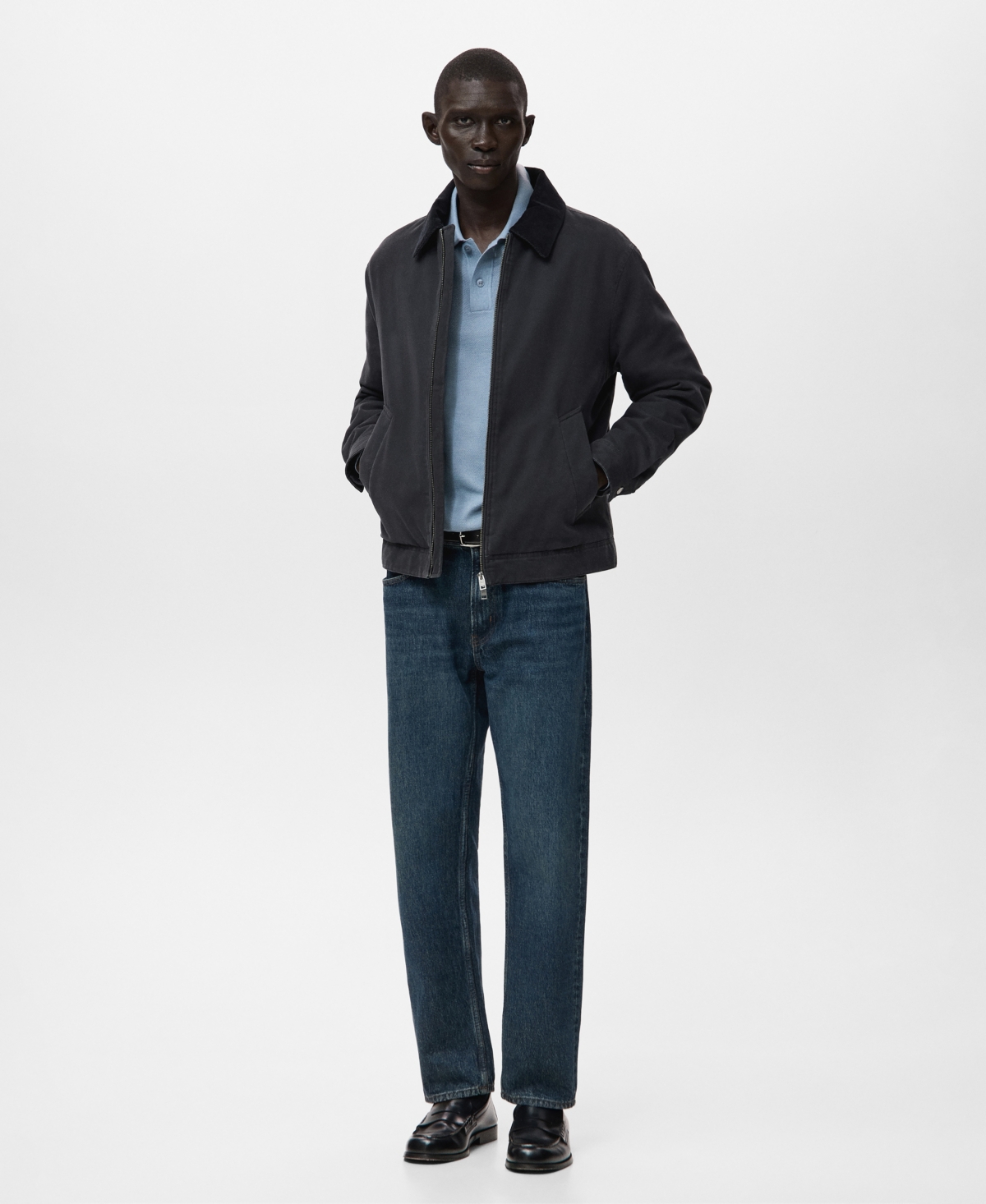 Mango Men's Corduroy Collar Quilted Jacket