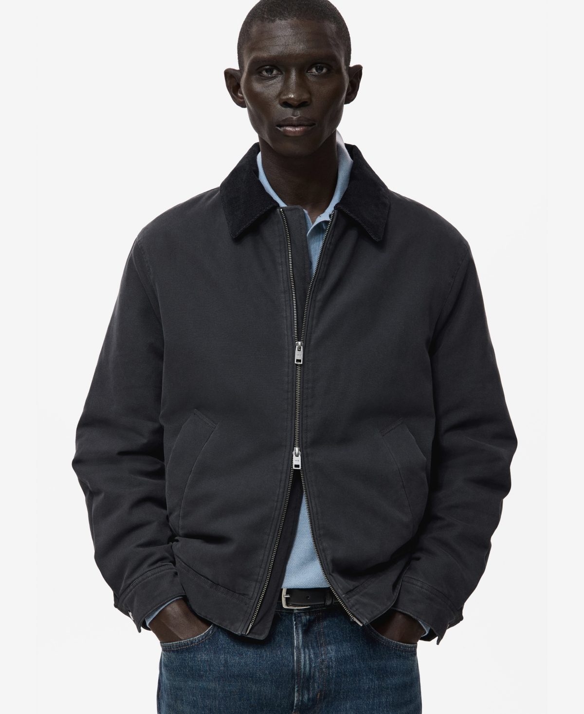 Mango Men's Corduroy Collar Quilted Jacket