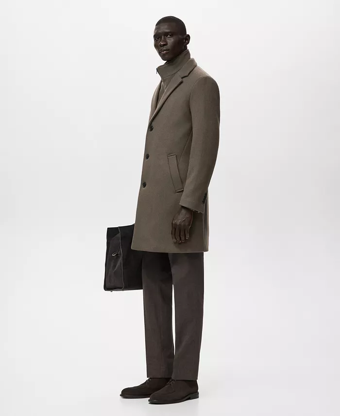 Men's Detachable Inner Collar Wool Coat - thumbnail 5