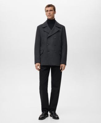 Men's Short Double-Breasted Wool Coat
